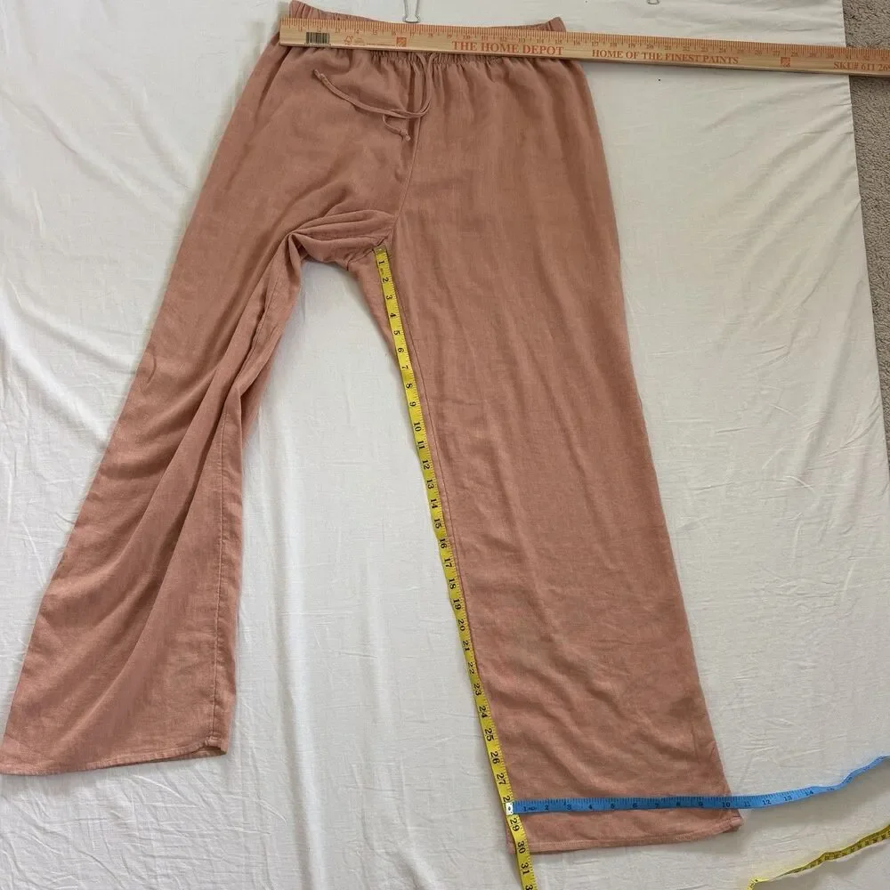 Aritzia Wilfred Free Lodge Linen Blend Pants L Gd Dulce Brown Wide Leg Coastal